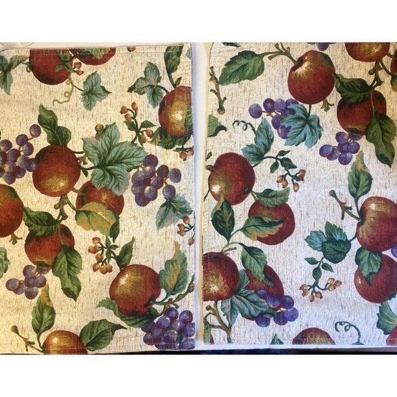Set of 2 Apple Fabric Kitchen Placemats Orchard Design Tapestry Print Vineyard - Picture 5 of 7